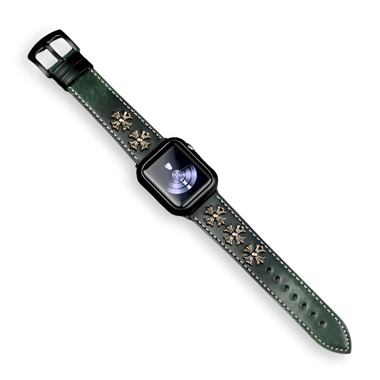 Bracelet de montre connectée, Apple Watch, en cuir à rivets, mixte, modèle Vyn - La Boutique du Bracelet