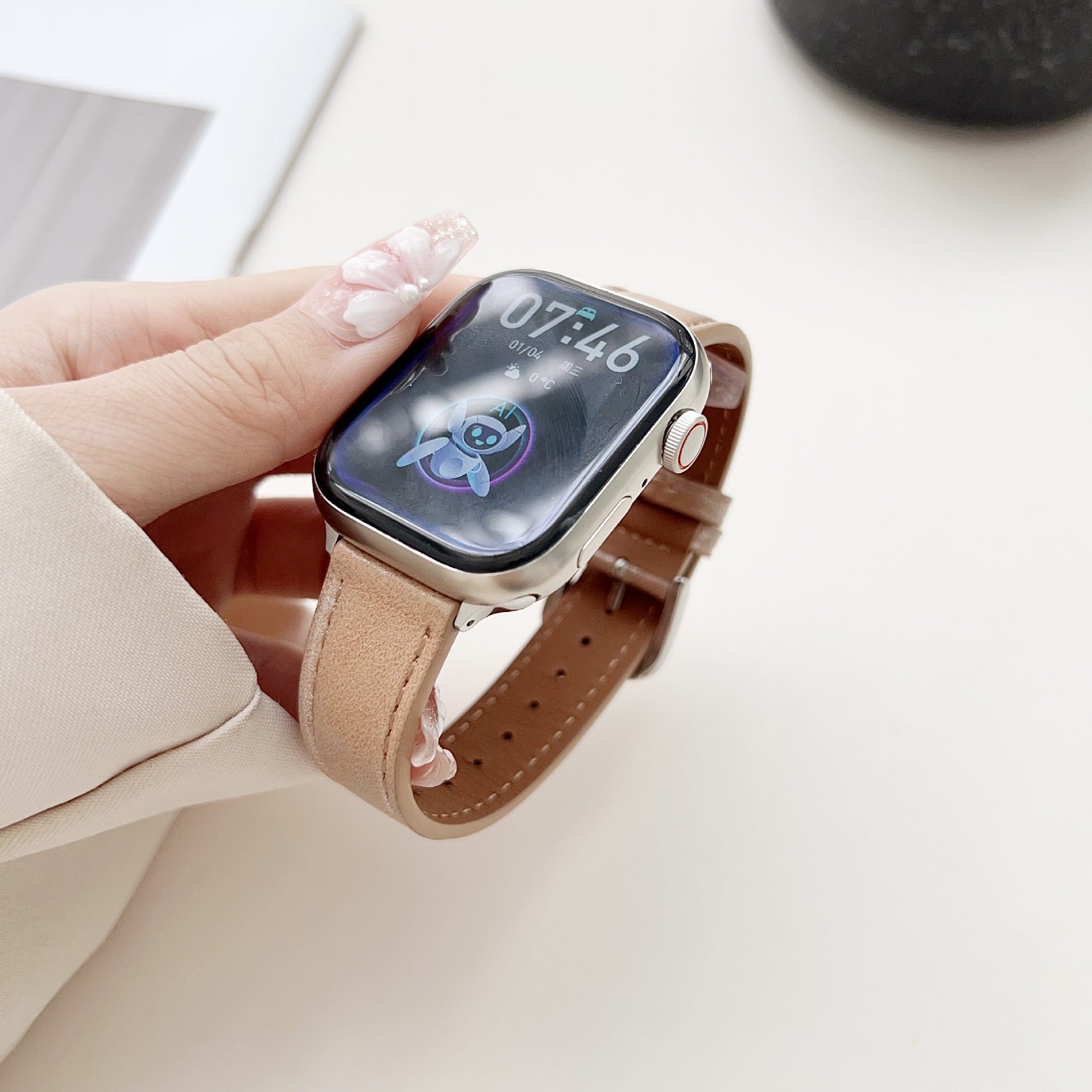 Bracelet de montre connectée, Apple Watch, en cuir, pour femme, modèle Cerys - La Boutique du Bracelet