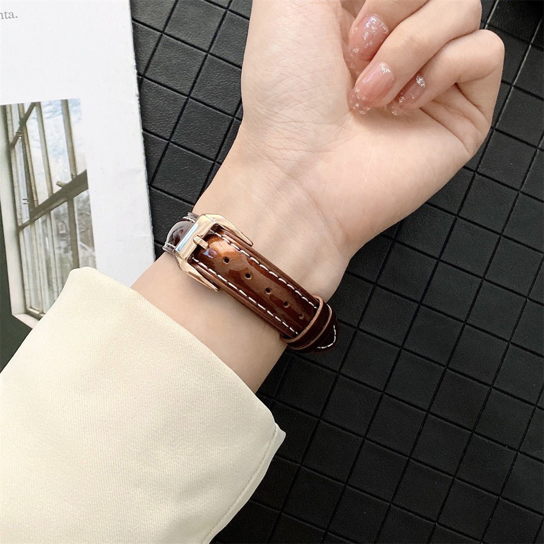 Bracelet de montre connectée, Apple Watch, en cuir, pour femme, modèle Dexa - La Boutique du Bracelet