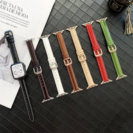 Bracelets en cuir pour Apple Watch, plusieurs couleurs dont noir, blanc, beige, rouge, marron et vert, style classique avec.