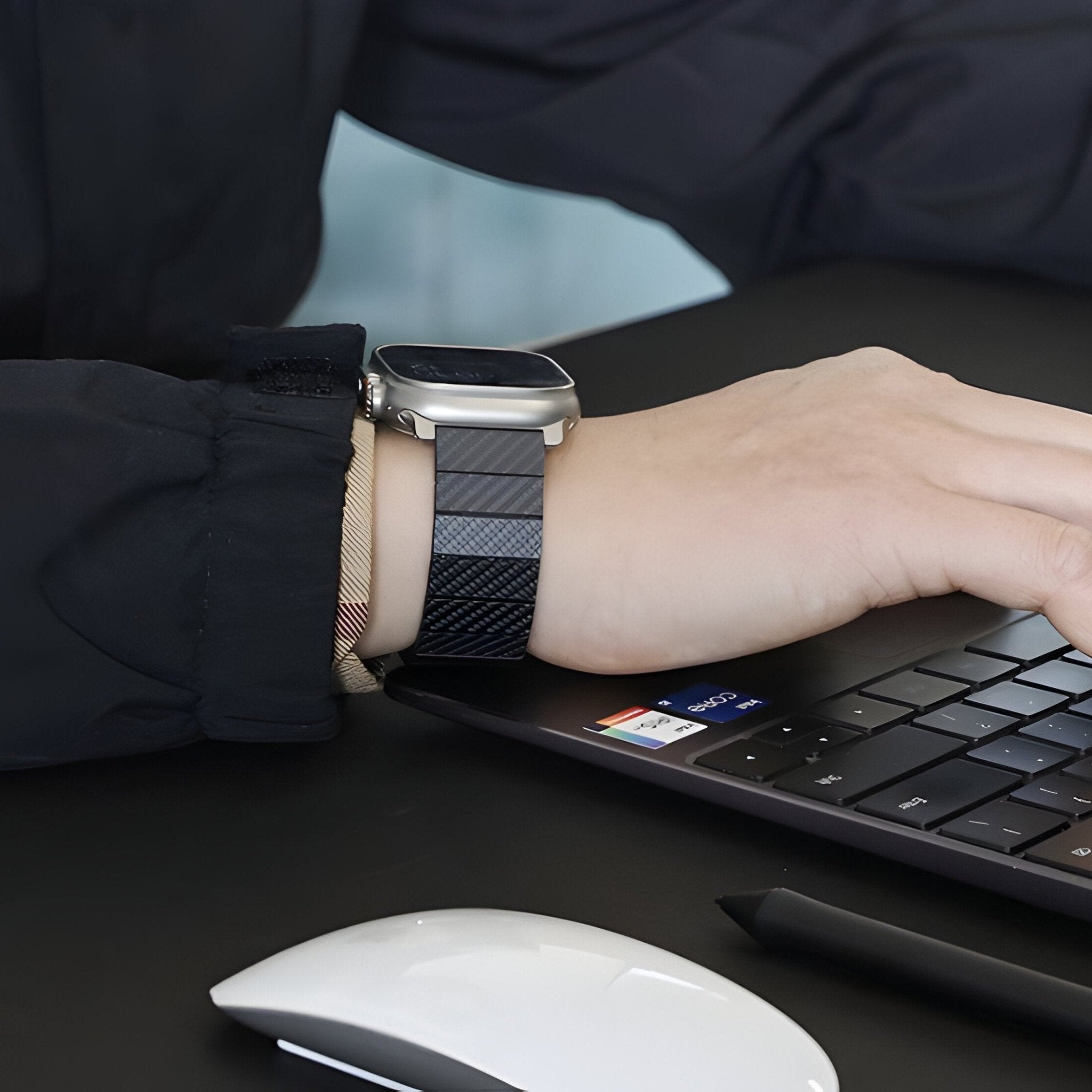 Bracelet de montre connectée, Apple Watch, en fibre de carbone, pour homme, modèle Nox - La Boutique du Bracelet