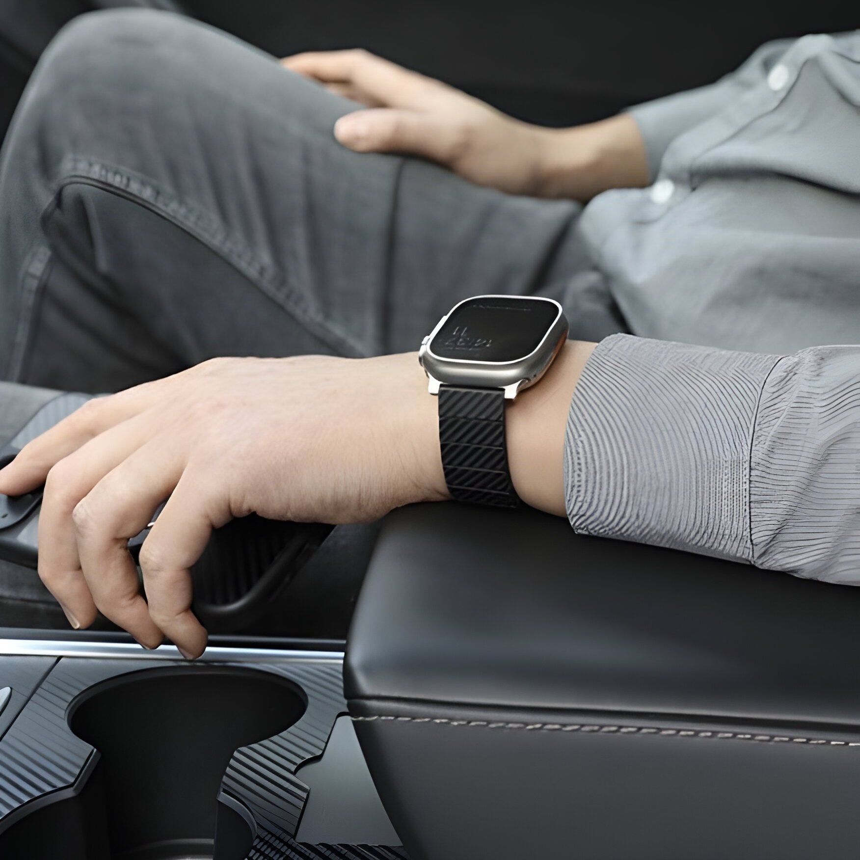 Bracelet de montre connectée, Apple Watch, en fibre de carbone, pour homme, modèle Nox - La Boutique du Bracelet