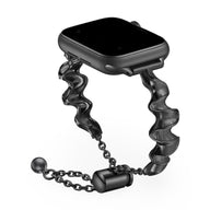 Bracelet torsadé noir en métal pour Apple Watch avec fermeture réglable femme modèle Estela.