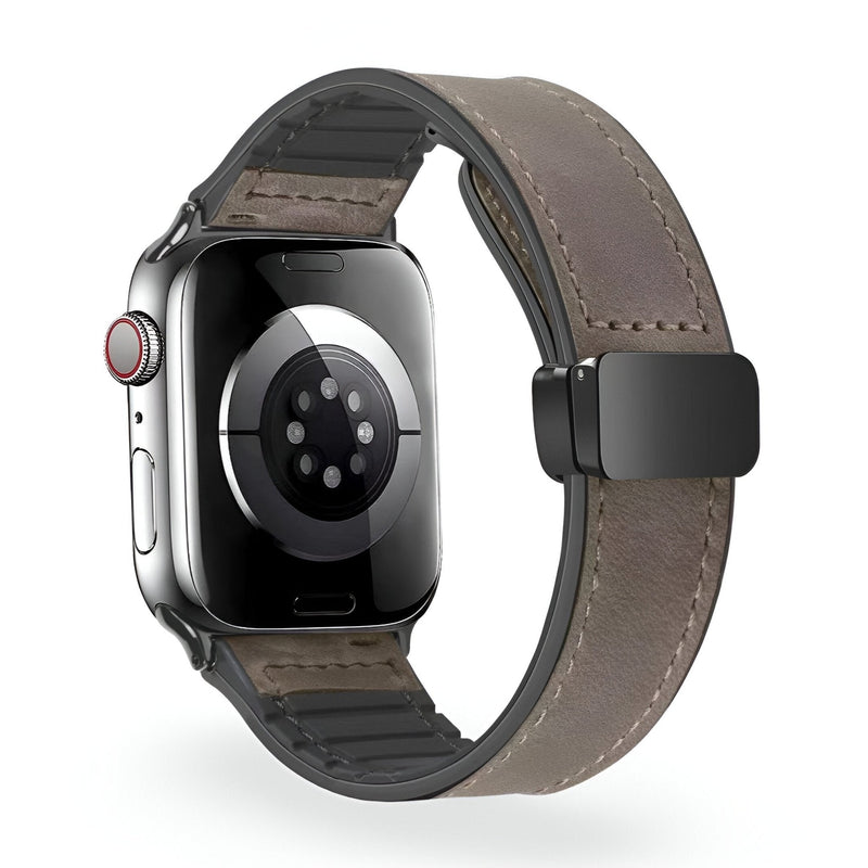 Bracelet Apple Watch mixte en microfibre marron taupe avec boucle noire pour 38-42 mm.