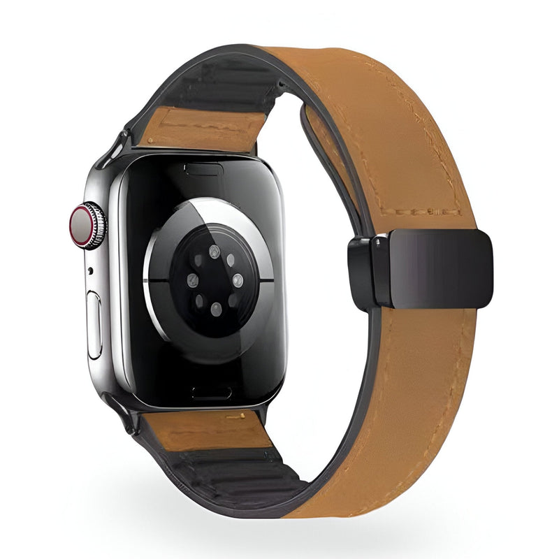 Bracelet Apple Watch microfibre marron avec boucle noire, taille de 38 à 42 mm, style mixte Kaelith.