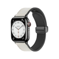 Bracelet Apple Watch mixte en microfibre blanc avec boucle noire pour 38-42 mm.