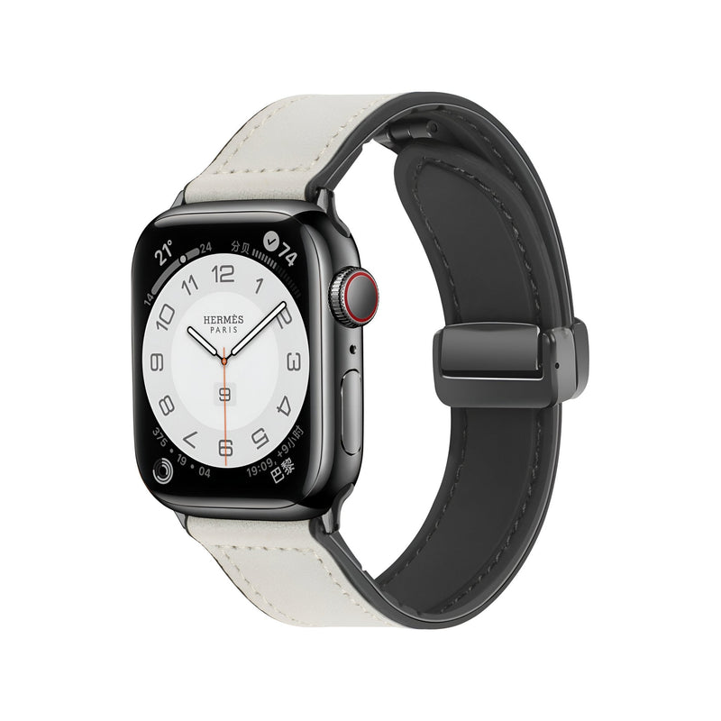 Bracelet Apple Watch mixte en microfibre blanc avec boucle noire pour 38-42 mm.