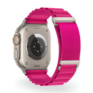 Bracelet Apple Watch en nylon fuschia à boucle alpine, mixte et ajustable.