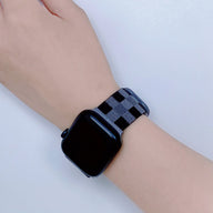 Bracelet en nylon à carreaux gris et noir pour Apple Watch, style mixte, modèle Kyris.