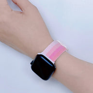 Bracelet Apple Watch en nylon dégradé rose style Fenix, taille ajustable, mixte.