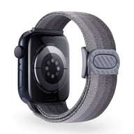 Bracelet Apple Watch en nylon gris dégradé, modèle Fenix, pour boîtiers 38 à 42 mm, style mixte.