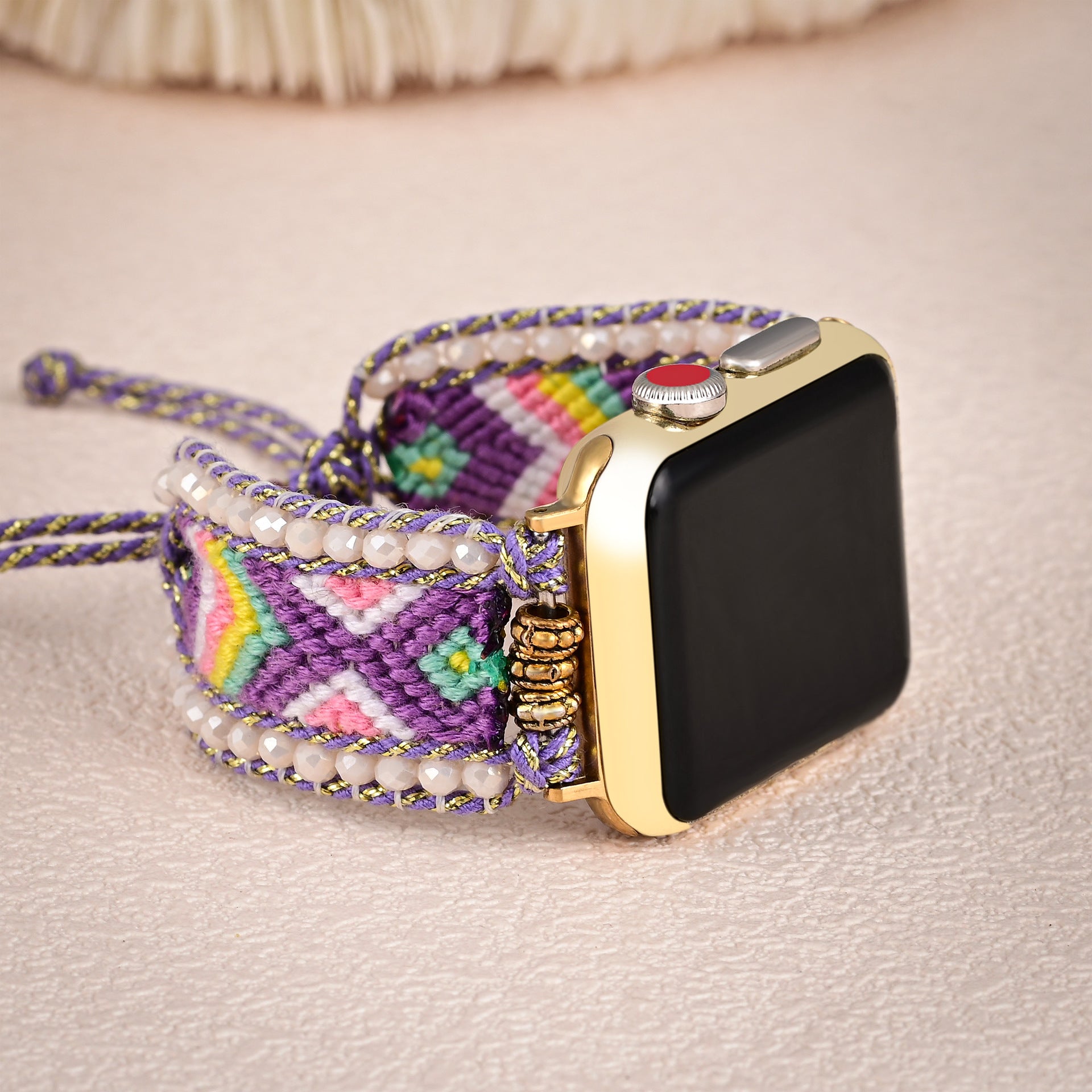 Bracelet de montre connectée, Apple Watch, en nylon et cristal, pour femme, modèle Jaxel - La Boutique du Bracelet