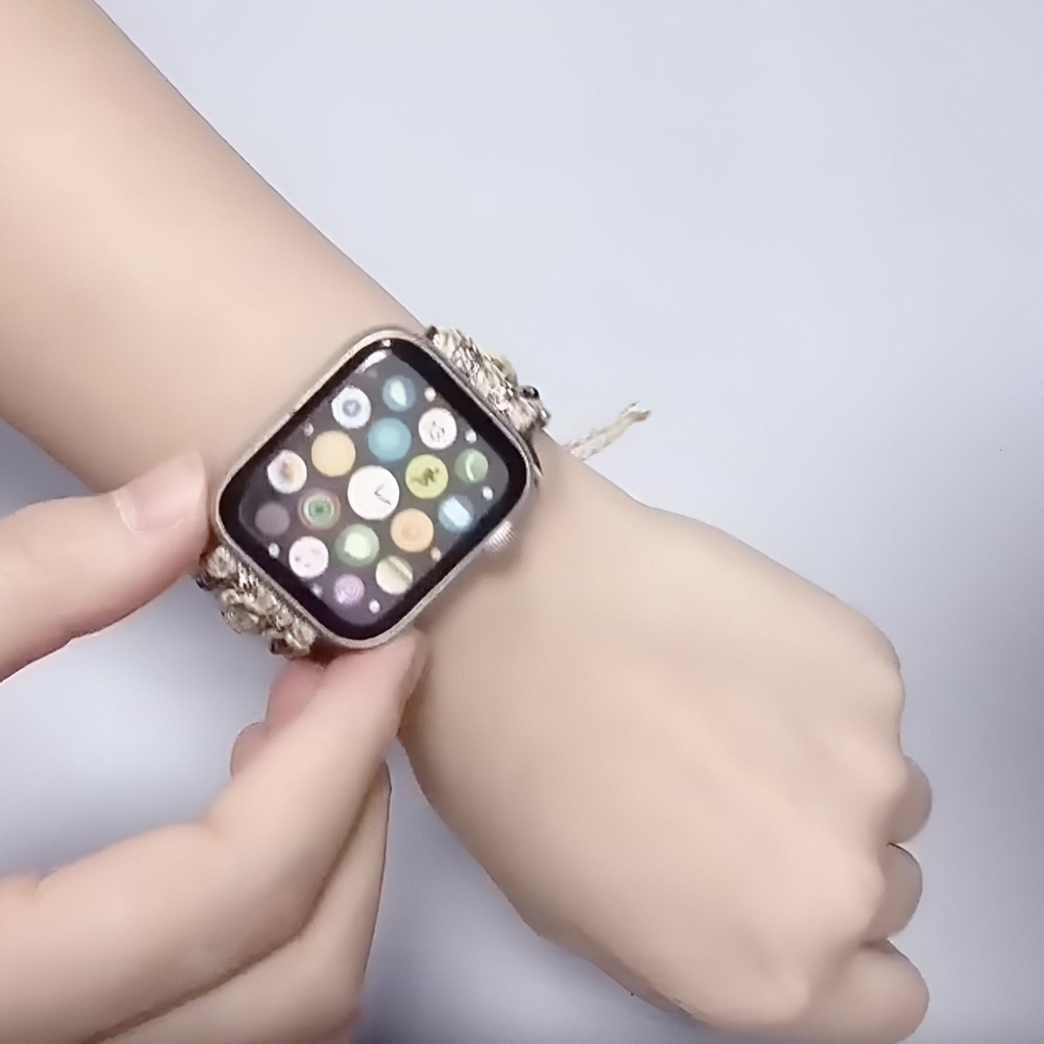 Bracelet de montre connectée, Apple Watch, en nylon et cristal, pour femme, modèle Lir - La Boutique du Bracelet