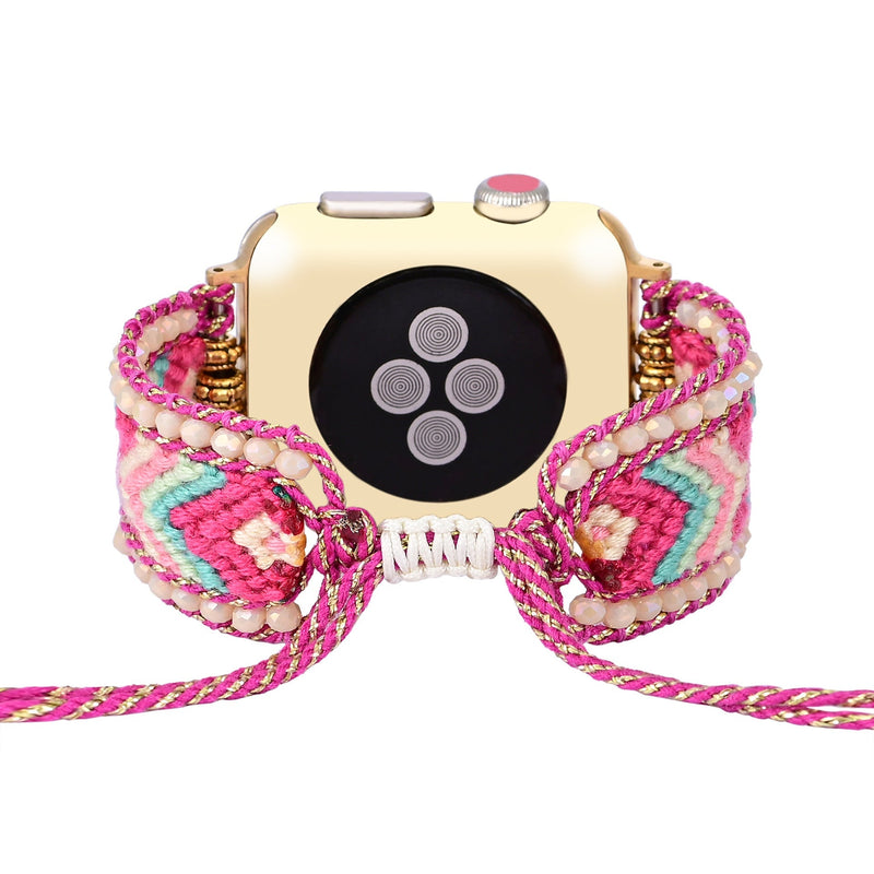 Bracelet pour Apple Watch en nylon multicolore tissé avec cristaux, modèle Nixie, pour femme.