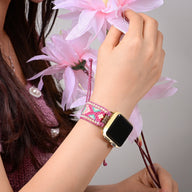 Bracelet Apple Watch femme en nylon multicolore avec détails en cristal, style Nixie.