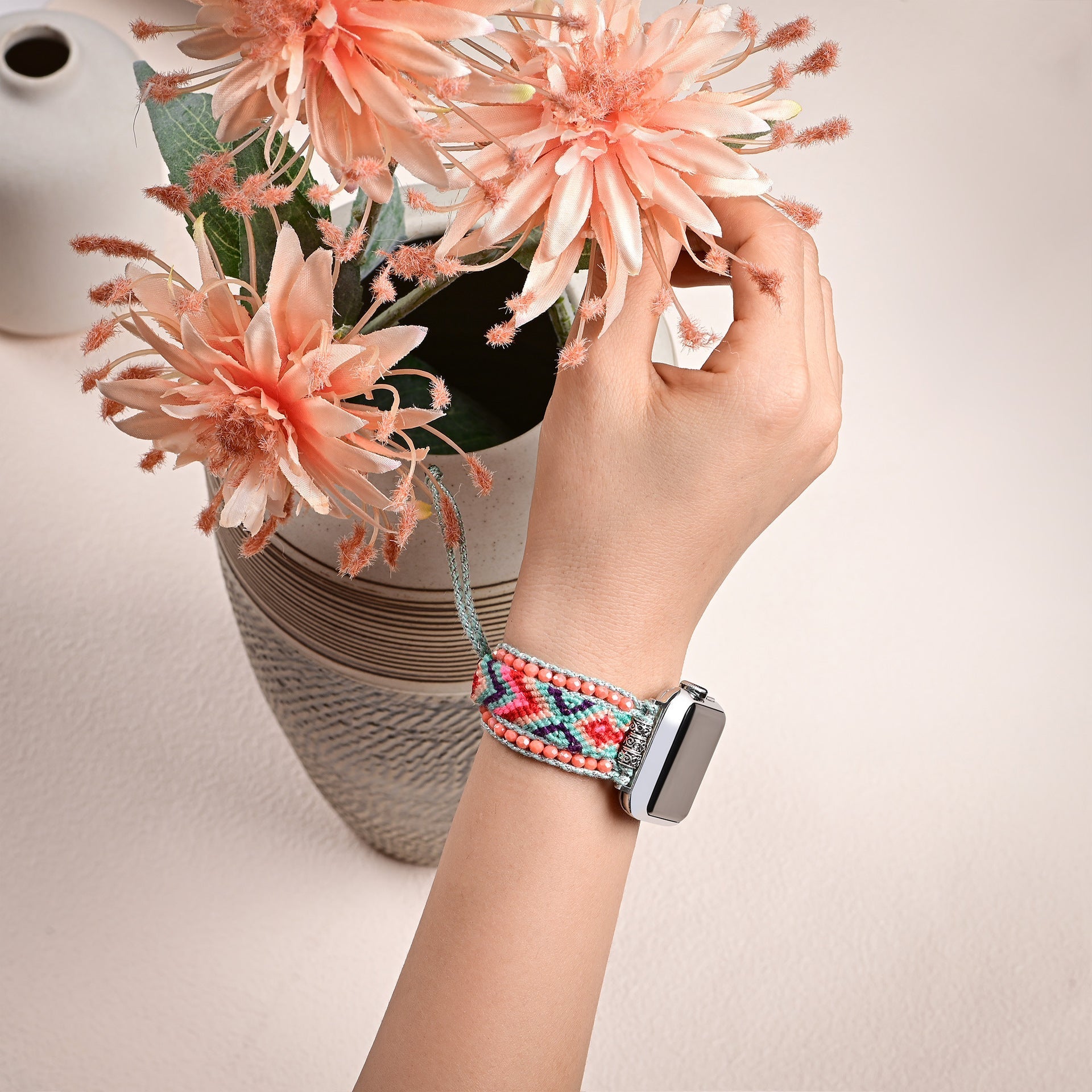 Bracelet de montre connectée, Apple Watch, en nylon et cristal, pour femme, modèle Rynex - La Boutique du Bracelet