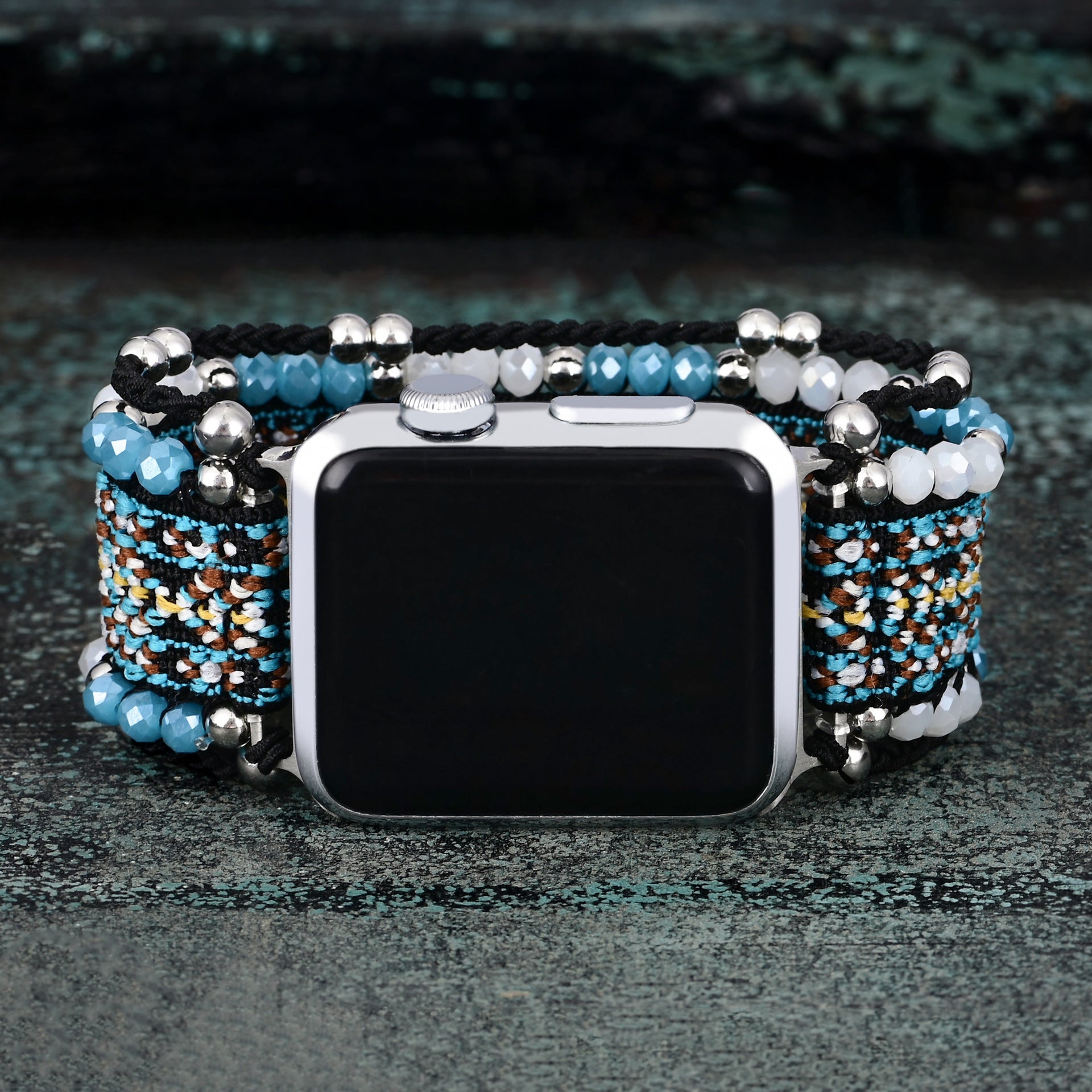 Bracelet de montre connectée, Apple Watch, en nylon et cristal, pour femme, modèle Vynka - La Boutique du Bracelet