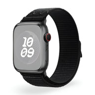 Bracelet Apple Watch en nylon noir, modèle Marix, taille 38 à 42 mm, style mixte.