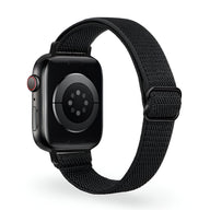 Bracelet Apple Watch femme en nylon tissé noir modèle Azura, boucle réglable.