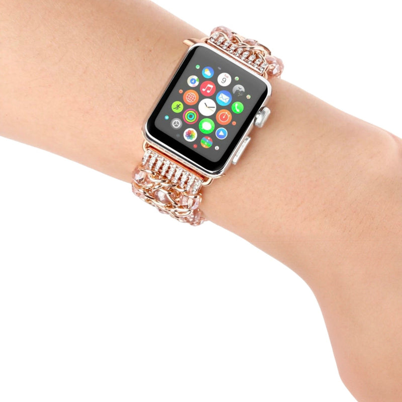 Bracelet de montre connectée, Apple Watch, en perles de cristal, pour femme, modèle Crisis