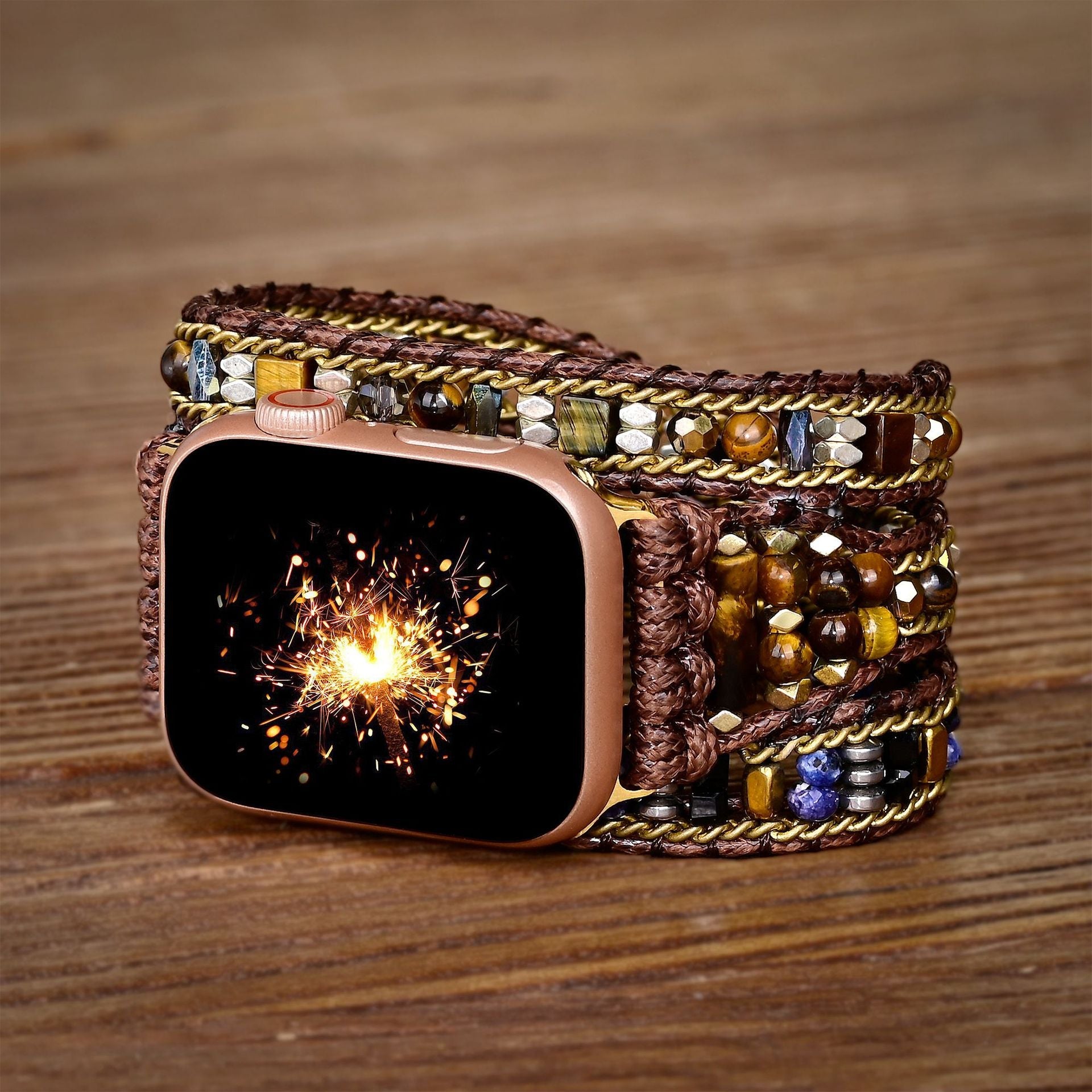 Bracelet de montre connectée, Apple Watch, en pierres de cristal, pour femme, modèle Izar - La Boutique du Bracelet