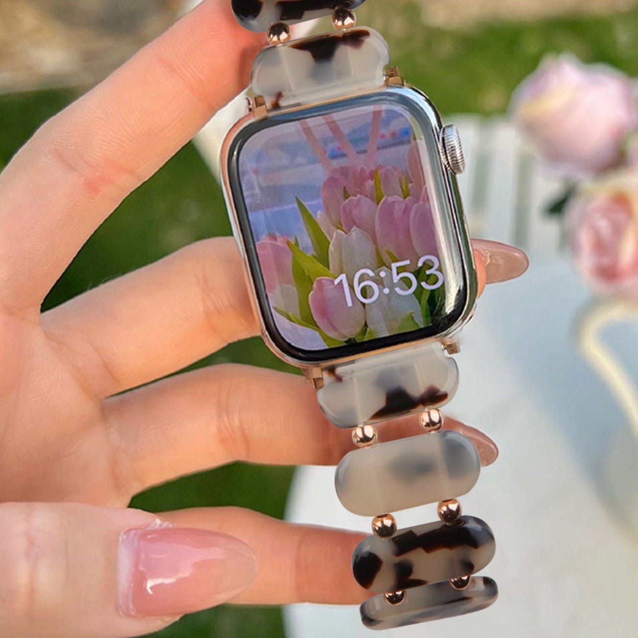 Bracelet de montre connectée, Apple Watch, en résine, pour femme, modèle Ilya - La Boutique du Bracelet