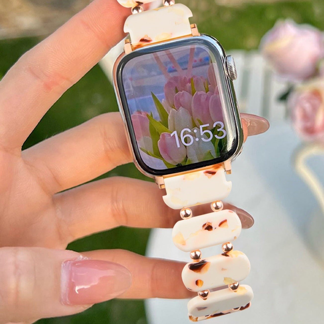 Bracelet de montre connectée, Apple Watch, en résine, pour femme, modèle Ilya - La Boutique du Bracelet