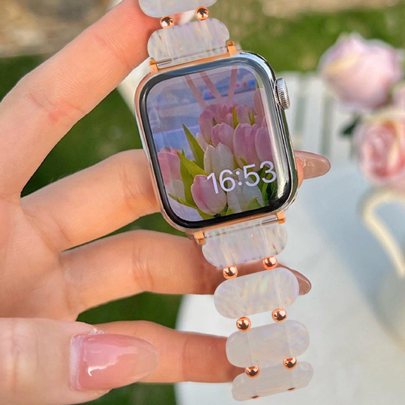 Bracelet de montre connectée, Apple Watch, en résine, pour femme, modèle Ilya - La Boutique du Bracelet