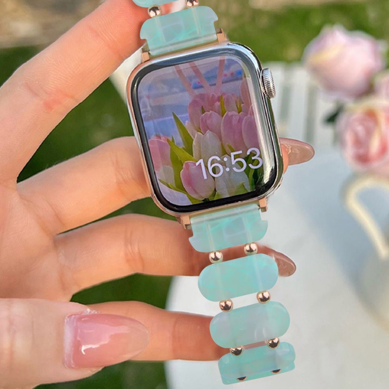 Bracelet de montre connectée, Apple Watch, en résine, pour femme, modèle Ilya - La Boutique du Bracelet