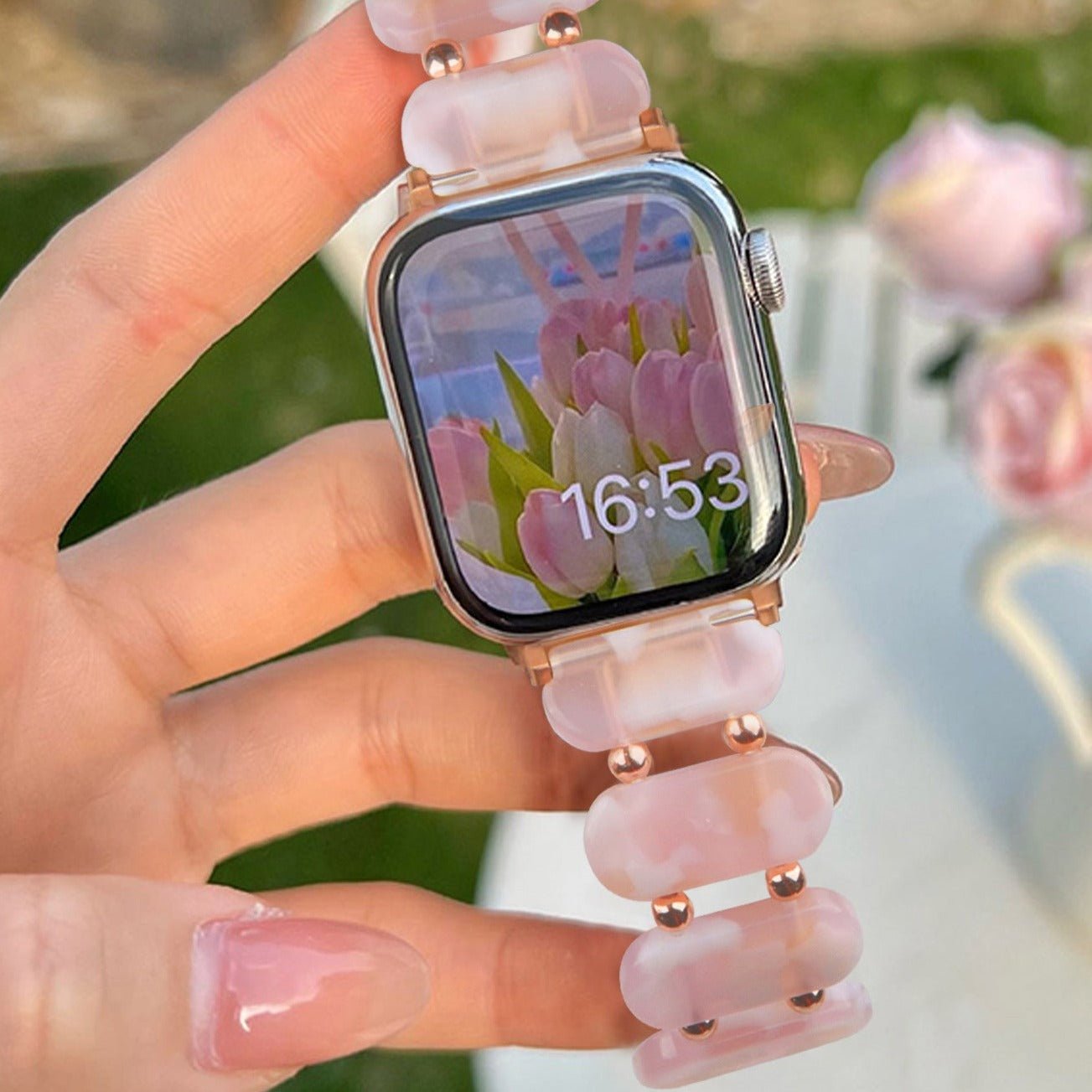 Bracelet de montre connectée, Apple Watch, en résine, pour femme, modèle Ilya - La Boutique du Bracelet