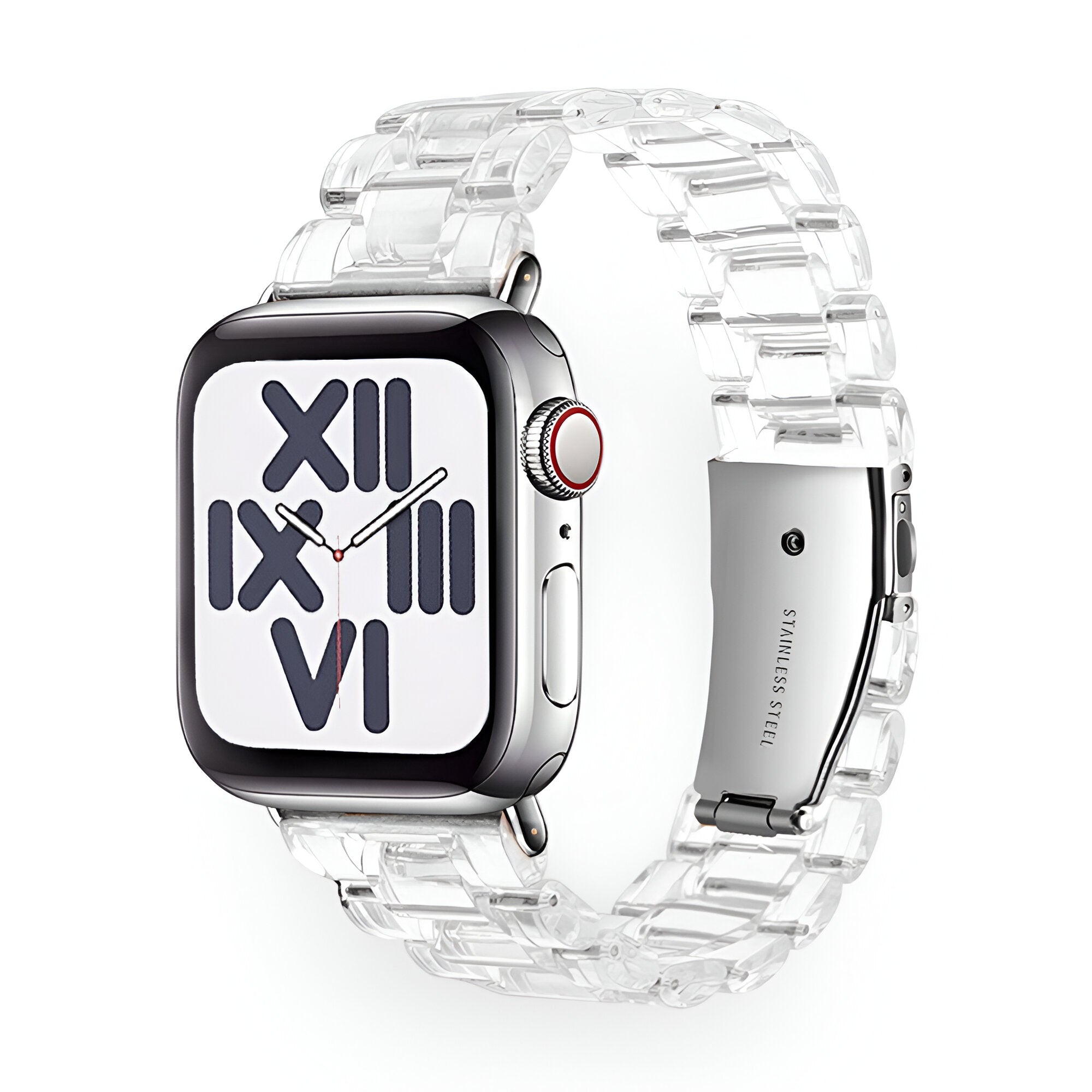 Bracelet de montre connectée, Apple Watch, en résine transparente, pour femme, modèle Mirai - La Boutique du Bracelet