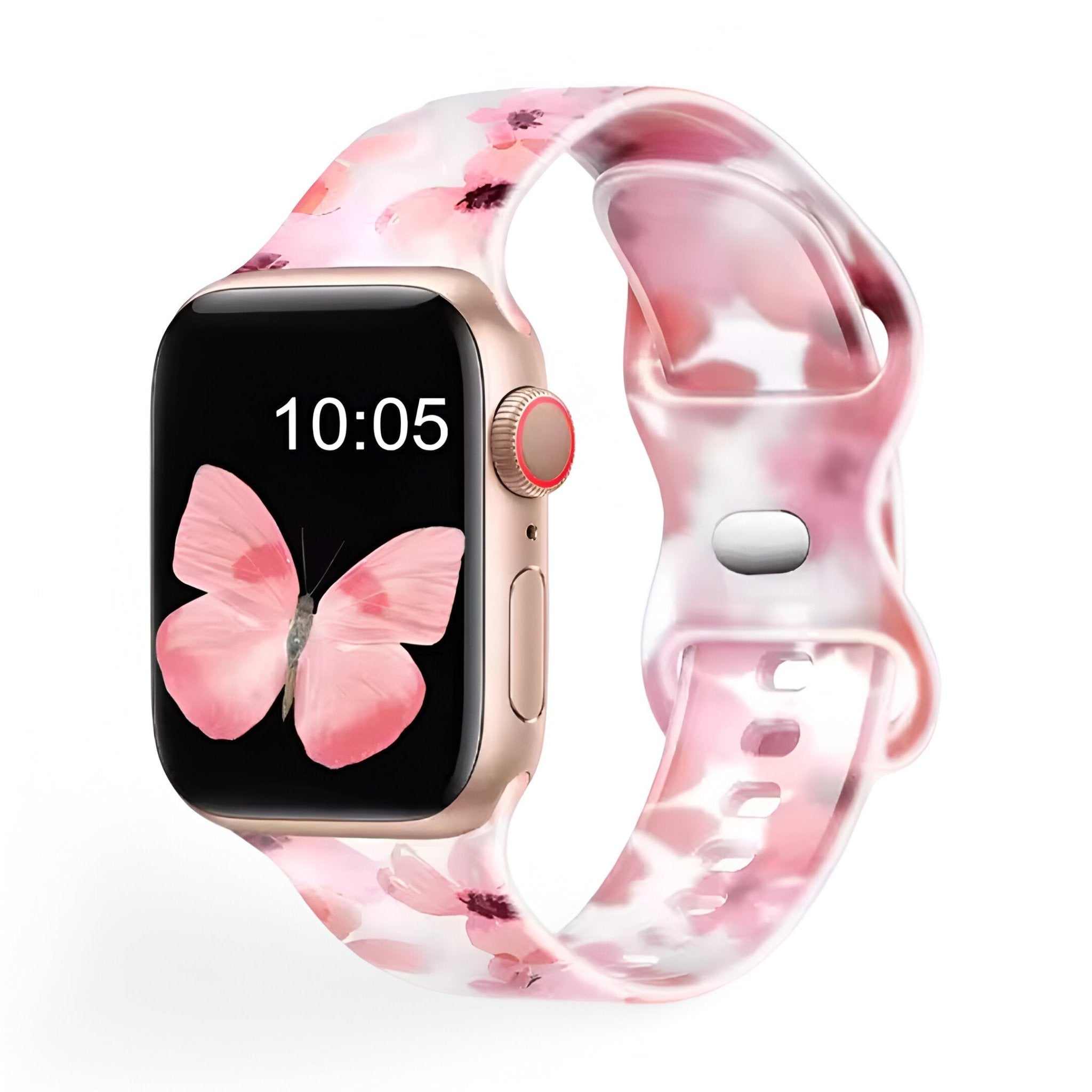 Bracelet de montre connectée, Apple Watch, en silicone à motifs, pour femme, modèle Saroa - La Boutique du Bracelet