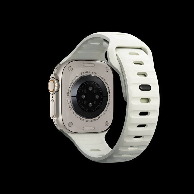 Bracelet Apple Watch Kelan en silicone blanc phosphorescent, boucles ajustables, pour homme, tailles 38-49 mm.