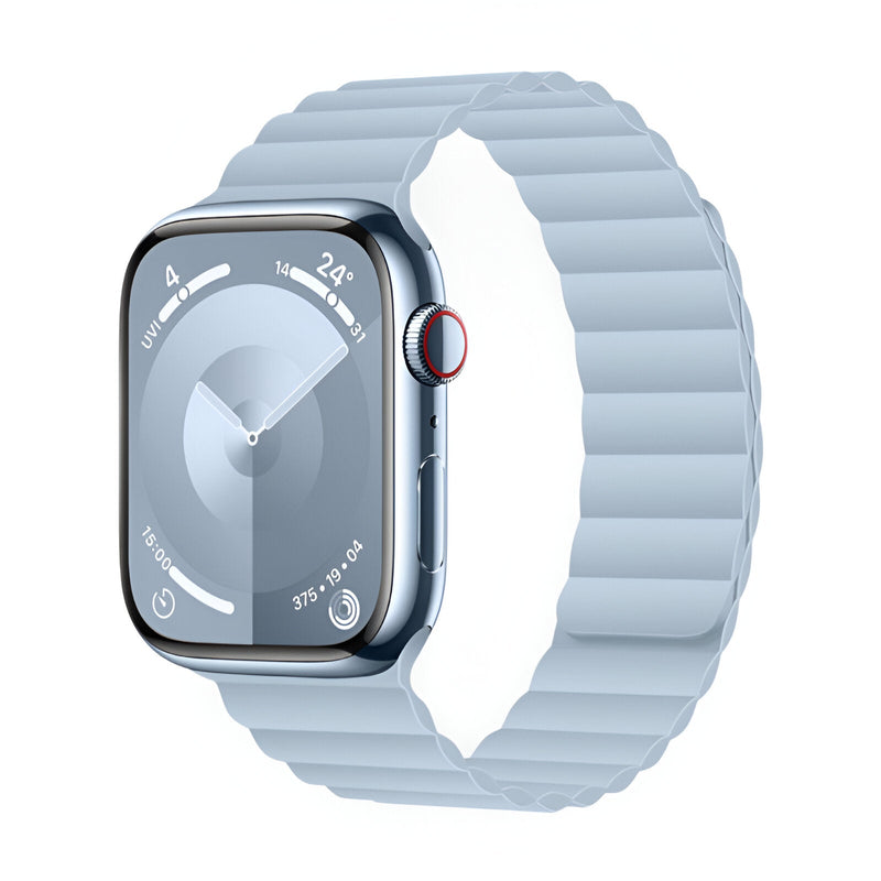 Bracelet Apple Watch Bryn en silicone gris clair, style sportif, mixte, ajustable 38-42 mm.