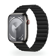 Bracelet en silicone noir pour Apple Watch, style sport avec maillons flexibles, adapté mixte.