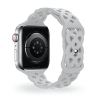 Bracelet Apple Watch en silicone blanc à motif ajouré entrelacé, style mixte Astra.