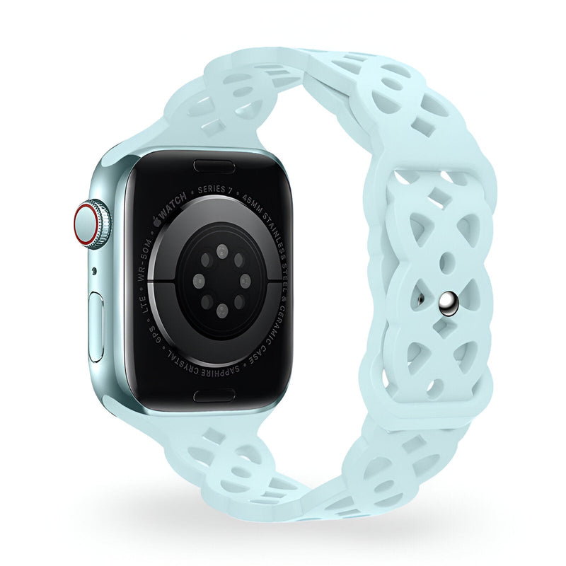 Bracelet silicone bleu clair à motifs entrelacés pour Apple Watch, modèle Astra, mixte.
