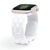 Bracelet Apple Watch silicone blanc cassé matelassé motif losanges pour 38 à 42 mm.