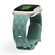 Bracelet silicone vert menthe à motif losanges pour Apple Watch, taille 38-42 mm.