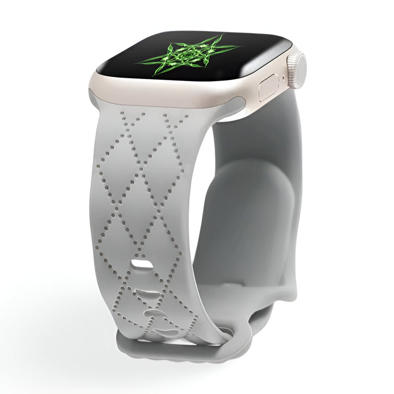 Bracelet silicone gris clair effet matelassé pour Apple Watch, taille 38-42 mm.