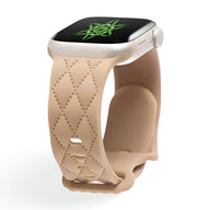 Bracelet en silicone beige clair avec motif losanges pour Apple Watch, modèle Caliope.