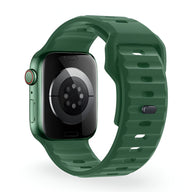Bracelet Apple Watch silicone vert kaki model Kylix, ajustable, style sport robuste.