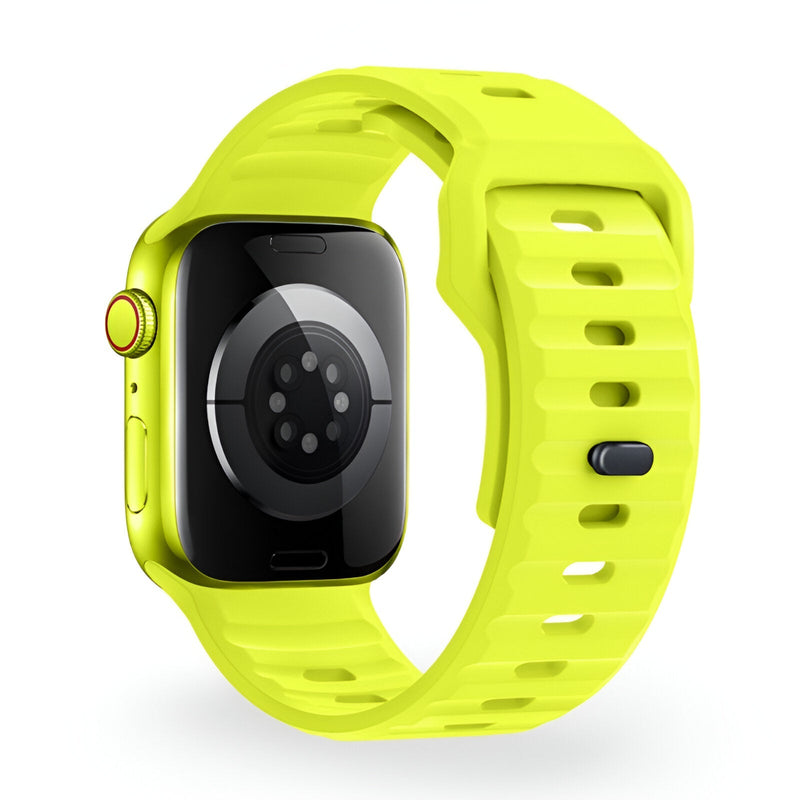 Bracelet Apple Watch en silicone jaune fluo taille 38-42 mm, style mixte Kylix.