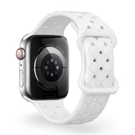 Bracelet Apple Watch Quorra blanc en silicone tressé, style unisexe, ajustable de 38 à 42 mm.