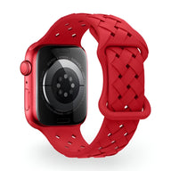 Bracelet tressé en silicone rouge vif pour Apple Watch, style Quorra.