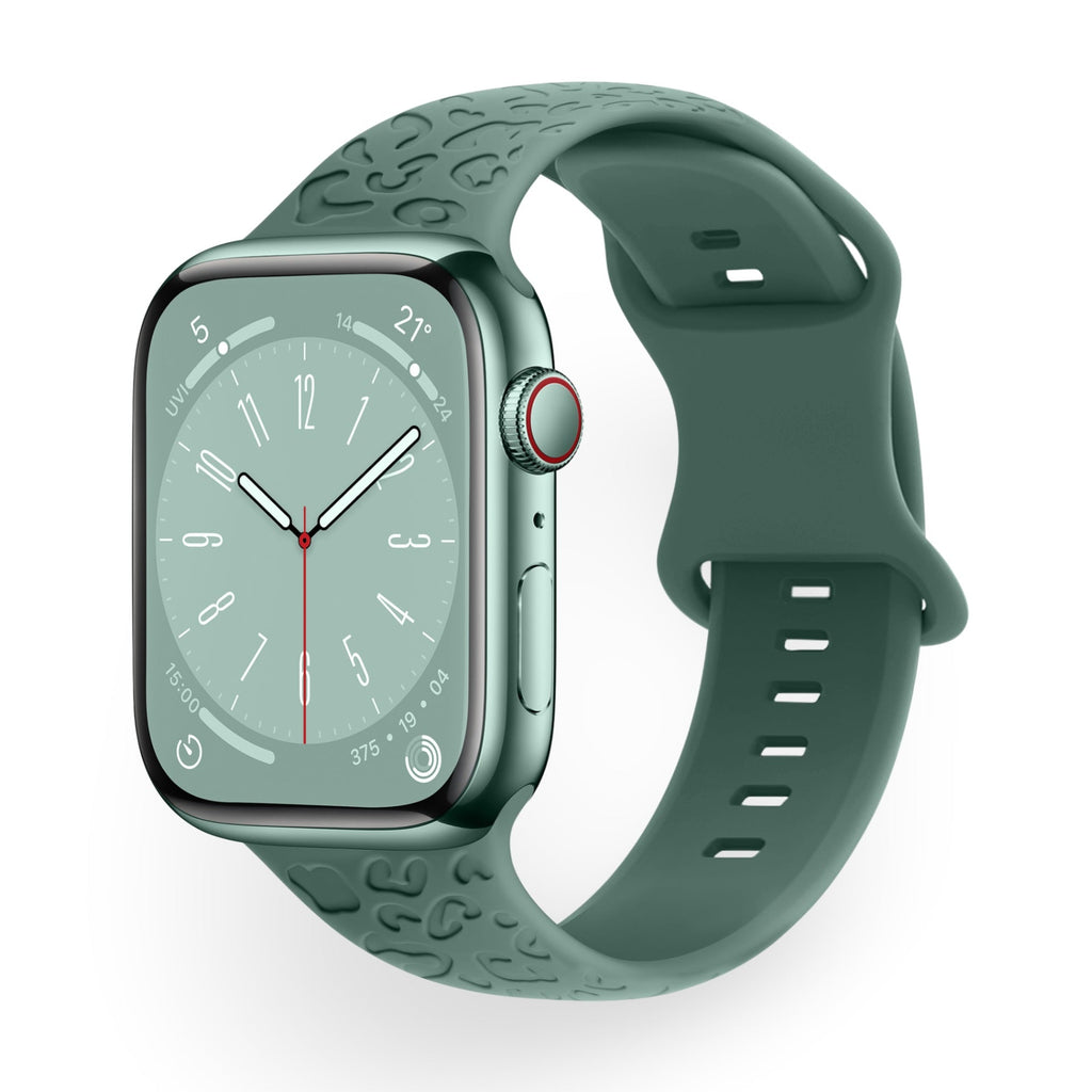 Bracelet Apple Watch silicone vert clair motif relief mixte taille 38-42 mm.
