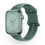 Bracelet Apple Watch silicone vert clair motif relief mixte taille 38-42 mm.