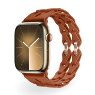 Bracelet Apple Watch silicone marron style chaîne double liens pour 38-42 mm.