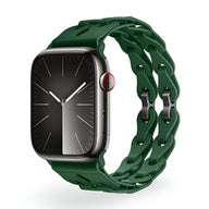 Bracelet Apple Watch en silicone vert foncé à double boucle pour modèle Vexa.