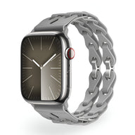 Bracelet Apple Watch en silicone gris avec maillons en forme de chaîne, design mixte Vexa.
